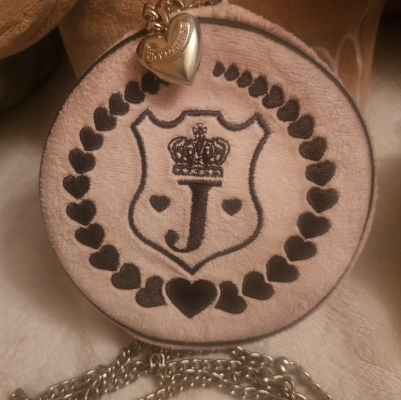 Juicy Couture '2004' Circular Canteen Terry Cloth Light Pink Crossbody Purse - Picture 1 of 7